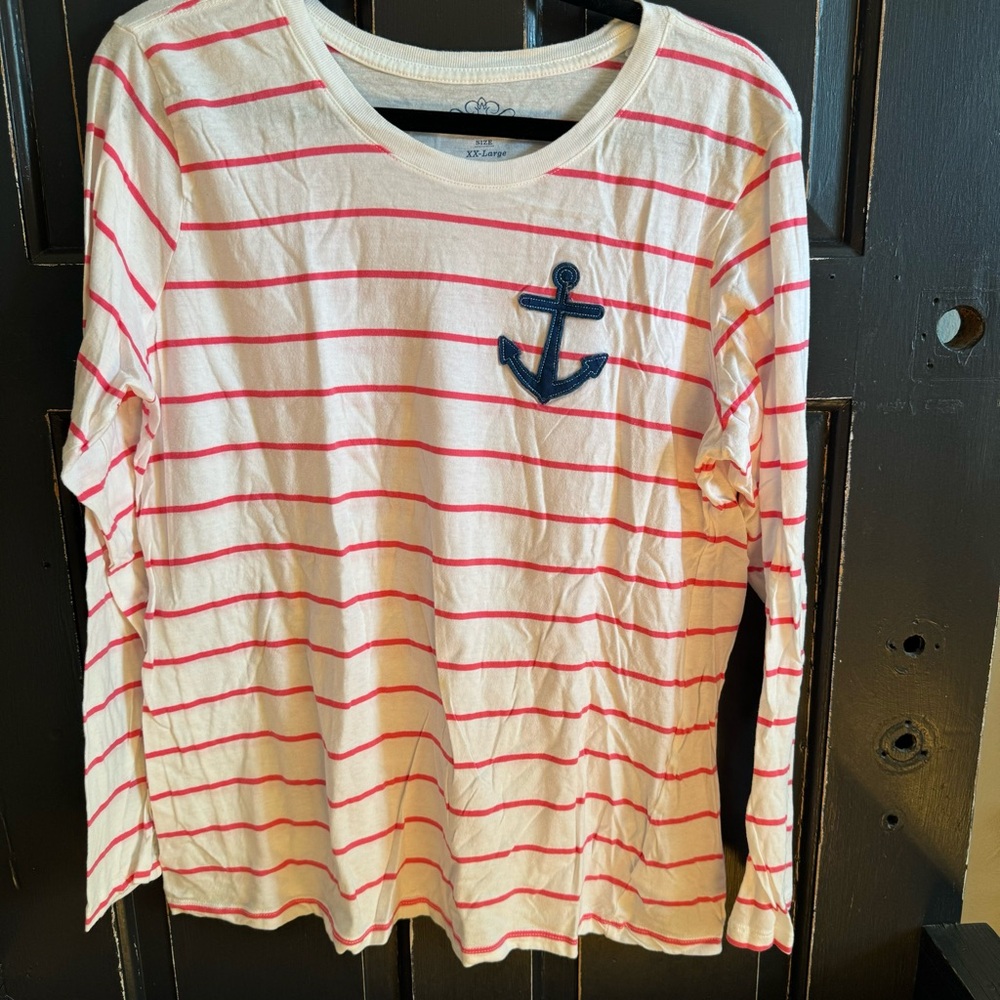 Old Navy long-sleeve pink & white stripe shirt